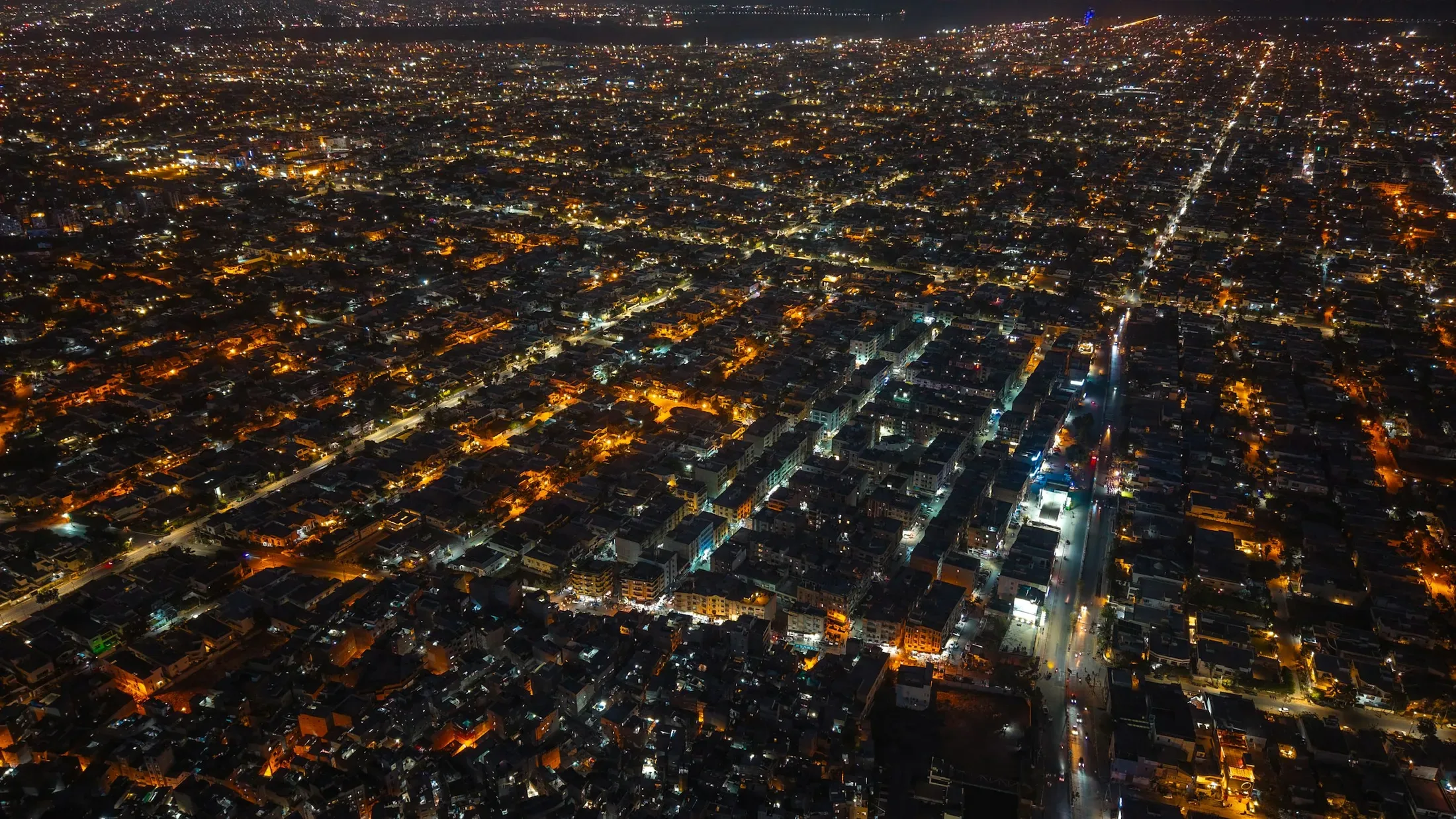 Karachi from the air at night